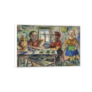 Imagem de BMZFYBS David Burliuk Famosas impressões em tela de arte de parede prontas para pendurar. Hora do almoço. Pintura com moldura branca para decoração de sala de estar 50 x 75 cm 20 x 30 pol