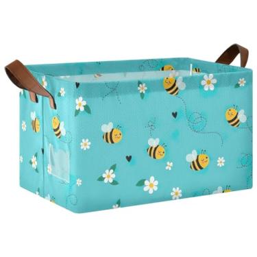 Imagem de Cestas de armazenamento azuis fofas para organização e quarto de armazenamento, cesta de brinquedo dobrável de 40 x 28 x 25 cm para cães para armazenamento e armário, 1 pacote