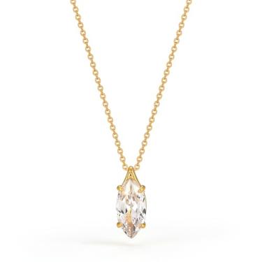 Imagem de ACC PLANET Colares de ouro para mulheres, colar delicado com pingente de zircônia cúbica banhado a ouro 18 K, pingente oval de strass, colar de lágrima, colar de ouro, joias presentes para mulheres na