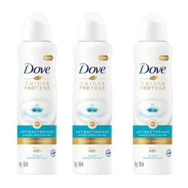 Imagem de Kit 3 Desodorante Dove Antibacteriano Cuida e Protege Aerossol Antitra