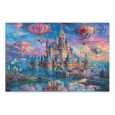 Imagem de Fantasy Castle Quebra-cabeça balão de ar quente 1000 peças adulto, jogos de quebra-cabeça com letras na parte de trás