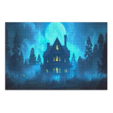 Imagem de Quebra-cabeças Halloween Ghostly Mansion 500 peças para adultos, quebra-cabeças para adultos, jogos de quebra-cabeça