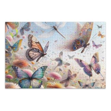 Imagem de Borboletas e libélulas quebra-cabeças de 500 peças para adultos peça grande, jogos de quebra-cabeça, jogos para noite de jogos em família