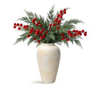 Imagem de Vaso de flores de cerâmica para decoração de casa - Vasos de mesa de fazenda grandes de 23,4 cm, vasos decorativos rústicos para cozinha, sala de estar, café, sala de jantar, prateleira, decoração de