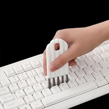 Imagem de Limpador de teclado de escova macia de limpeza, kit multifuncional de ferramentas de limpeza de computador, extrator de teclas de espanador de canto, Branco