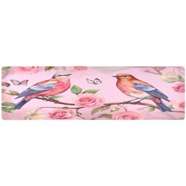 Imagem de Almofada de mesa rosa com pássaros e rosas, tripé de mesa ao ar livre, decoração de cozinha