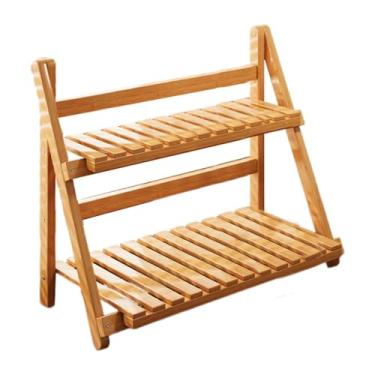 Imagem de RNXRZANK Suporte de Bambu para Plantas, Expositor de Vasos, Prateleira, Estável E Prática para Plantas, Organizador de Mesa para Balcão, Escritório, Castanho Claro 50cm