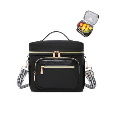 Imagem de BAVERGE Lancheira isolada para mulheres, lancheira adulta para trabalho com compartimento refrigerador à prova de vazamento grande bolsa de almoço com alça de ombro ajustável suporte de copo para