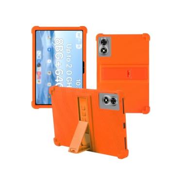 Imagem de Capa para tablet UMIDIGI G1 Tab 2025 de 10,1 polegadas, capa protetora de borracha leve à prova de choque, capa protetora de silicone macio ajustável para crianças, laranja