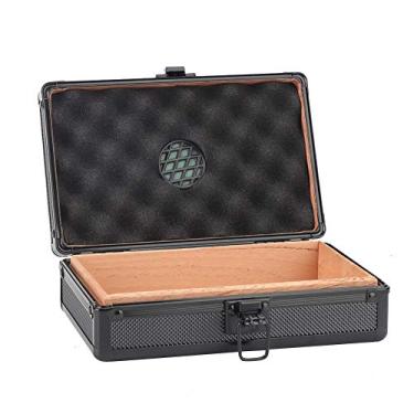 Imagem de Generic Umidificador de Charuto de Alumínio, Caixa Hermética Forrada de Cedro Com Umidificador, para Armazenamento de 10 Charutos e Viagens