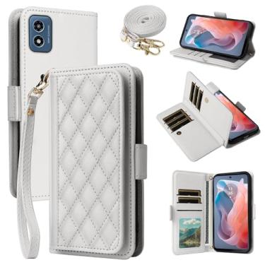 Imagem de Dibosom Capa carteira para Motorola Moto G Play 4G 2024 Argyle com alça de pulso/ombro compartimentos para cartões, suporte para cartão, minimalista, capa de celular acolchoada para XT2413V XT2413-1