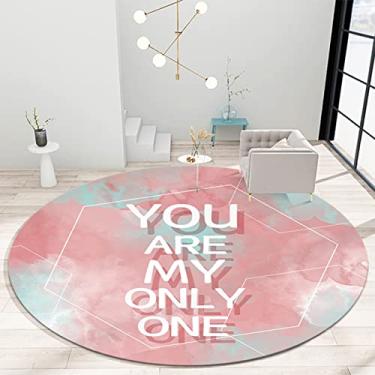 Imagem de Tapete redondo para quarto, tapetes de banheiro macios e fofos, rosa, antiderrapante, lavável, tapetes para entrada, sala de estar, berçário, E, diâmetro 100 cm