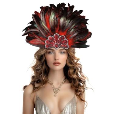 Imagem de JEGERMIG Acessório de cabeça de paetê de penas pretas de carnaval, acessórios de cosplay para mulheres