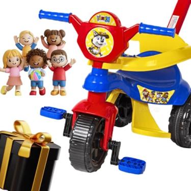 Imagem de Carrinho de passeio infantil andador bebe didatico de empurrar com pedal haste proteção removivel totoka motoca menina menino velocipede triciclo brinquedo de atividades (Azul)