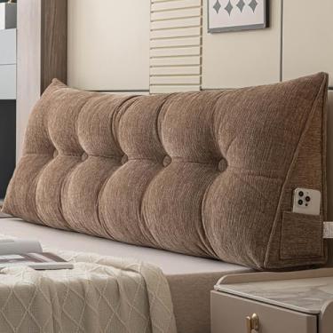 Imagem de Almofada Queen Wedge para cabeceira, almofada de cunha, para cabeceira, Queen, com capa removível e dois bolsos laterais grandes, para camas, sofás, pisos. Especialmente para sentar ou ler na cama