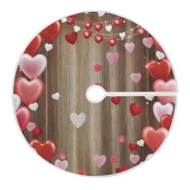 Imagem de Blueangle Saia de árvore de coração rosa vermelha de 118 cm - decoração de árvore de férias de poliéster macio e resistente a rugas (146)