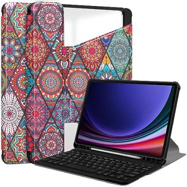 Imagem de Gylint Capa para Galaxy Tab S10 Plus 2024, dobrável com rotação de 360 graus, capa ultrafina de couro PU para Samsung Galaxy Tab S10+ Plus 2024/ S9+ Plus/S9 FE Plus 12,4 polegadas mandala