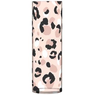 Imagem de Vaso cilíndrico para flores, decorativo, moderno, leopardo, animal, fofo, plástico, redondo, fofo, floral, decoração de outono, estética, 30 x 9,9 cm