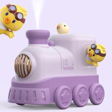 Imagem de Bonito difusor de trem 300 ml – umidificador de névoa fria com luz noturna, 2 modos de névoa, difusor de óleo essencial, mini umidificador portátil USB para quarto, berçário, escritório, mesa, plantas