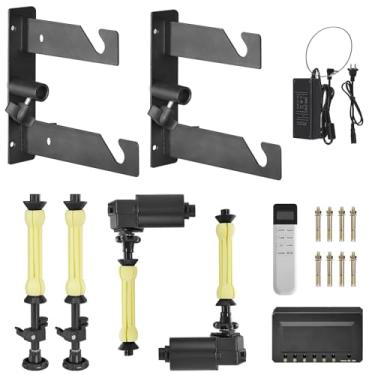 Imagem de Wellmaking Sistema de suporte de pano de fundo elétrico, suporte de parede, rolo de fundo elétrico motorizado com controle remoto para estúdio, jogos ao vivo, vídeo em casa, compatível com suportes de