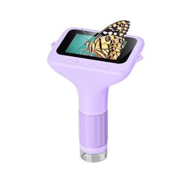 Imagem de Luocute Microscópio Digital Portátil 1080P, Tela IPS de 3 Polegadas, Ampliação 50X-1000X, Foco Manual, Miniscópio de Bolso Com 8 Luzes LED e 32 MB de Armazenamento, para Crianças, (Roxa)