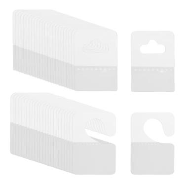 Imagem de PATIKIL Abas para pendurar 3,5 x 5,5 cm / 3,5 x 3,5 cm, 120 peças de etiquetas transparentes para pendurar abas autoadesivas, etiquetas de orifício de fenda para lojas de varejo, expositores, ganchos