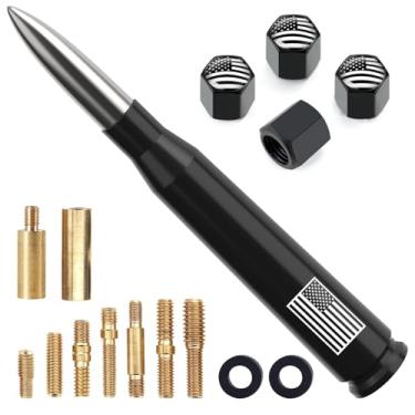 Imagem de Antena de carro caminhão com tampa de haste de válvula design de bandeira americana, mastro universal de substituição de antena curta para Ford F150 F250 F350 Super Duty Raptor Dodge GM Chevy