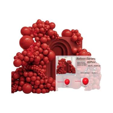 Imagem de Kit De Arco De Balões Vermelhos Para Aniversário De Aposentadoria, Cas