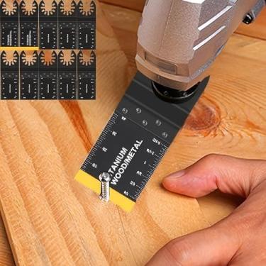 Imagem de 10 lâminas oscilantes multiferramentas de 34 mm Lâminas de serra vibratória de titânio para cortar pregos de metal materiais rígidos de madeira, preto
