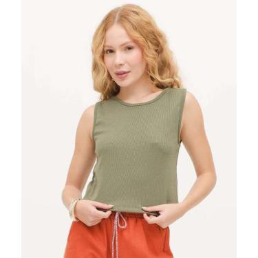 Imagem de Blusa Feminina Canelado Sem Manga Marisa-10056, Verde, P