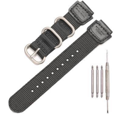 Imagem de Pulseira de nylon compatível com Casio W735H AQS810 AEQ110BW AE1200WH W800HG A158WA pulseira de relógio de metal resistente de substituição de 18 mm (fivela de aço preta)