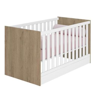 Imagem de Berço Mini Cama Doce Sonho Carvalho/Branco - Qmovi, Carvalho/Branco