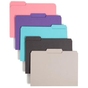 Imagem de Smead Pasta de arquivo interna, aba de corte 1/3, tamanho carta, cores sortidas em tons de joias, 100 por caixa, pastas de arquivo expansíveis para armário de arquivo