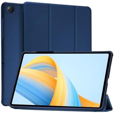 Imagem de SSS·GRGB Capa para Samsung Galaxy Tab A9 Plus/A9+ 5G 11 polegadas 2023 e 2024 modelos (SM-X210/X216/X218), capa protetora híbrida com suporte de três dobras de TPU macio (azul marinho)