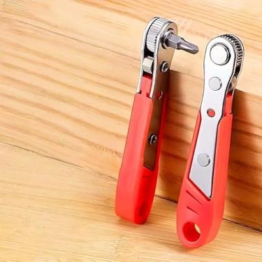 Imagem de 1 conjunto de mini chaves de fenda catraca de 36 dentes, em forma de L, ferramenta compacta de reparo de espaços apertados para automóveis eletrônicos, vermelho