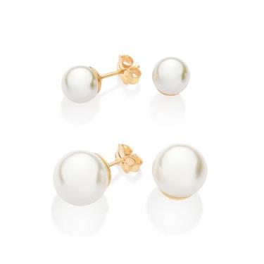 Imagem de Kit Brinco Rommanel Banhado a Ouro 18k com Pérolas Sinteticas - 527245