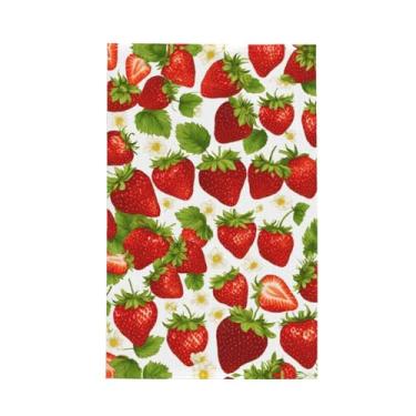 Imagem de XLLingL Toalhas de cozinha de waffle com estampa de morango, panos de prato de microfibra, para decoração e limpeza de cozinha - 1 peça