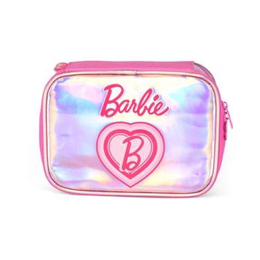 Imagem de Estojo Box Escolar Barbie Holográfico Meninas 100 Pens - Luxcel, Rosa