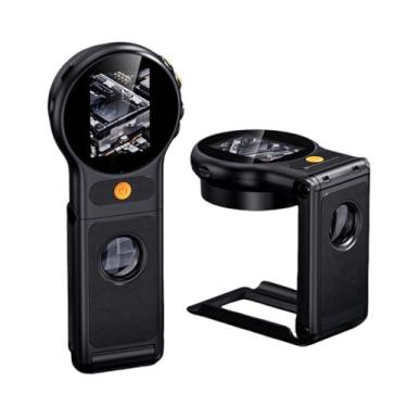 Imagem de XUMIUZIY Microscópio digital portátil, lupa digital dobrável, câmera macro USB com 8 luzes LED, ampliação de 500x, tela de 5.1 cm, AF 1080p e 2MP