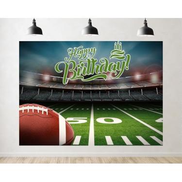 Imagem de Trykid Pano de fundo para fotografia de estádio de futebol de 1,5 x 0,9 m, faixa de fundo com tema esportivo, faixa de 50 metros, luzes de estádio de campo para decoração de festa de aniversário