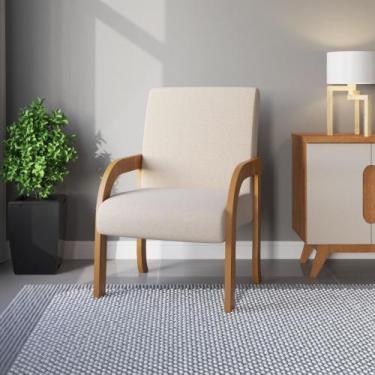 Imagem de Poltrona 59cm Linho Ravena Viero Móveis, Mel/Linho Bronze