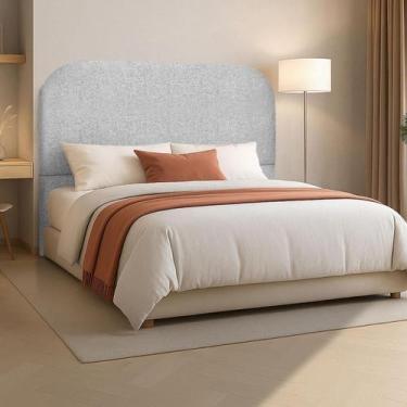 Imagem de Cabeceira Cama Box Casal 160 cm Estofada Revestida em Bouclé Orgânica 