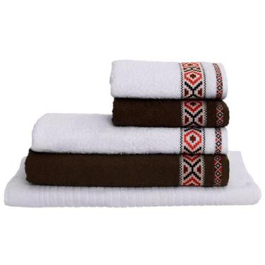Imagem de Jogo de Toalhas Banho 5 peças Algodão Felpuda Dohler Jacquard Premium,