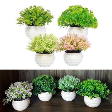 Imagem de Kit 4 Vasos Vasinhos Plantas Flores Artificial Decoração - Cgm Store, 