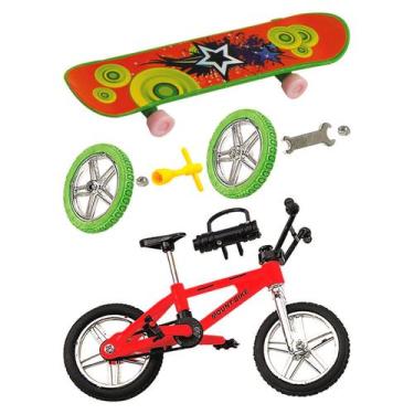Imagem de Brinquedo Mini Bicicleta Bmx E Skate De Dedo Com Acessórios - Art Brin
