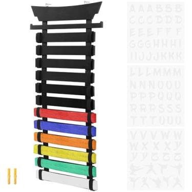 Imagem de Suporte de exibição de cinto de karatê com 12 cintos com gancho de medalha e adesivos, suporte de exibição de cinto de artes marciais, organizador de exibição de cinto Taekwondo para presentes para