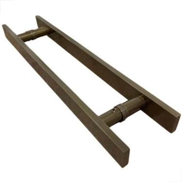 Imagem de Puxador H Alumínio Barra Chata 400x300 Porta Madeira Bronze - Glasspeç