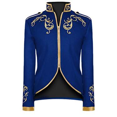 Imagem de Cacycasa Jaqueta Bordada Dourada Do Palácio Da Moda Masculina, Uniforme Corte (Azul, 3Xg)