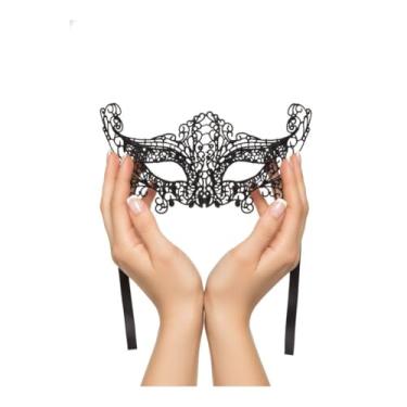 Imagem de Máscaras Preta para Festas, Baile de Máscaras, Carnaval, Material em Renda de Poliéster, 20cm x 9cm (Gato)