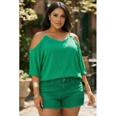 Imagem de Blusa Feminina Viscolycra Ombro Vazado Com Alcinha - nascimentomodas20